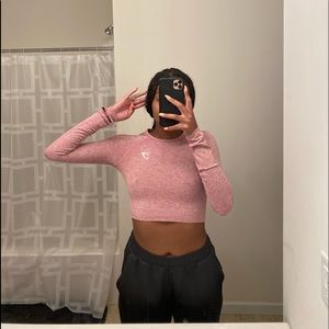 pink gym shark crop top